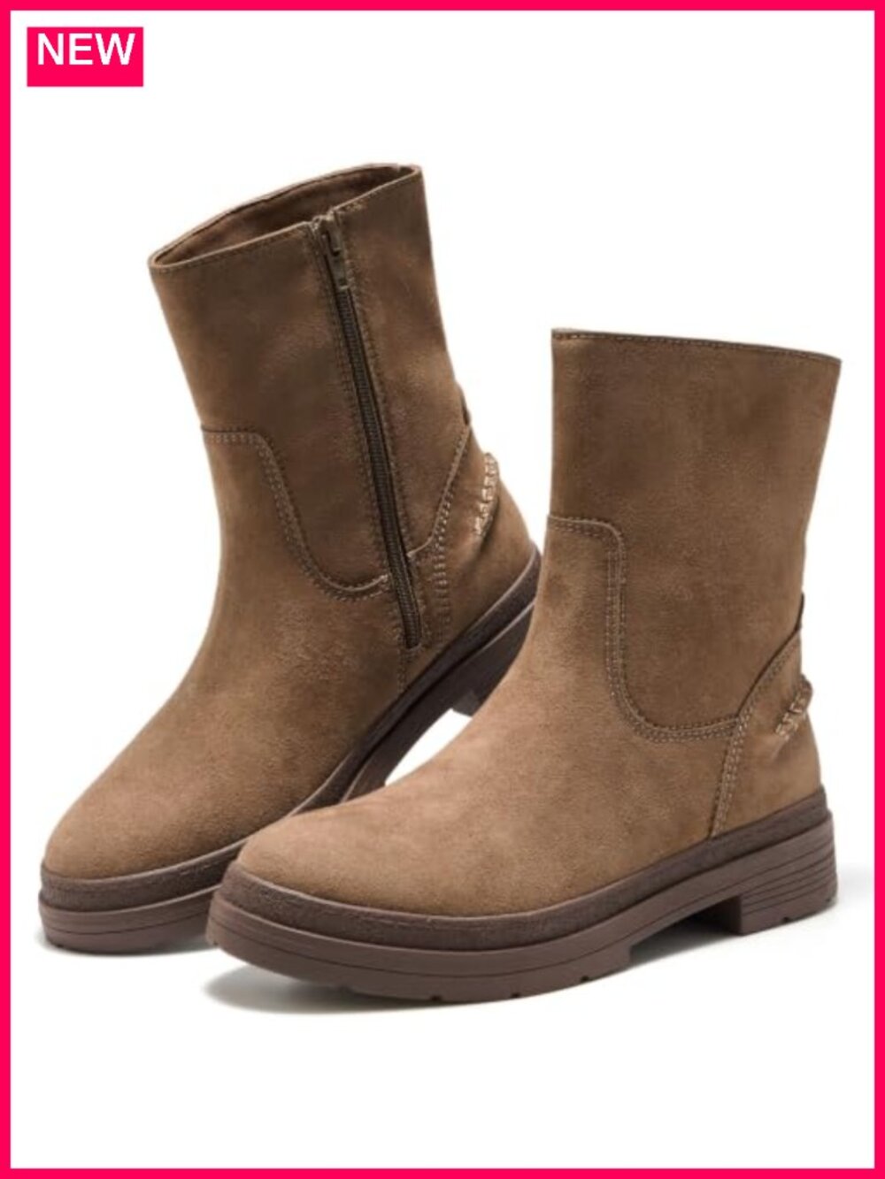 Genuine Leather Mid Calf Boots Women Heeled Block Heel Comfort